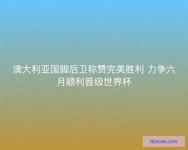 澳大利亚国脚后卫称赞完美胜利 力争六月顺利晋级世界杯